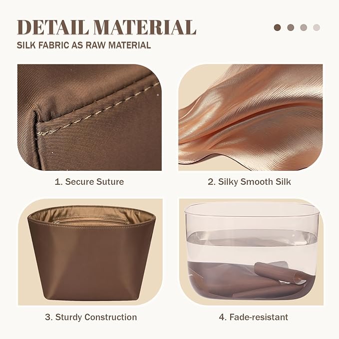 Purse Organizer Insert Fit for Picotin 18/22, Luxury Silky Purse Organizer Bag Insert for Picotin Bags(Coffee, PC18)