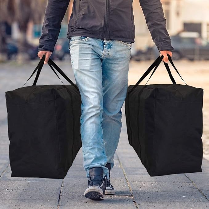 Extra Large Moving Bags with Strong Zippers & Carrying Handles, Storage Bags Storage Totes for Clothes, Moving Supplies, Space Saving, Oversized Storage Bag Organizer for Moving, Traveling (4 Pack)