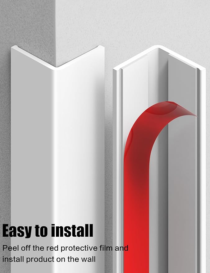 ‎Frychee Wall Corner Protector, Walls Edge Protector，Self-Adhesive Wall Corner Guards,PVC Double Side Edge Protector， Furniture Stairs Guard (6, 2.5x120cm/0.98x47.2in)