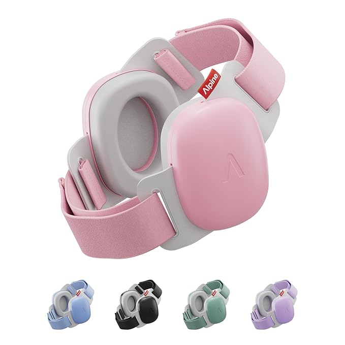 Alpine Muffy Baby Comfort - Protects Hearing for Babies and Toddlers - CE & ANSI Certified - Unique Headband for Safe fit & Comfort - Multi-adjustable for Ages 3-48 Months - 24dB Sound Reduction, Pink
