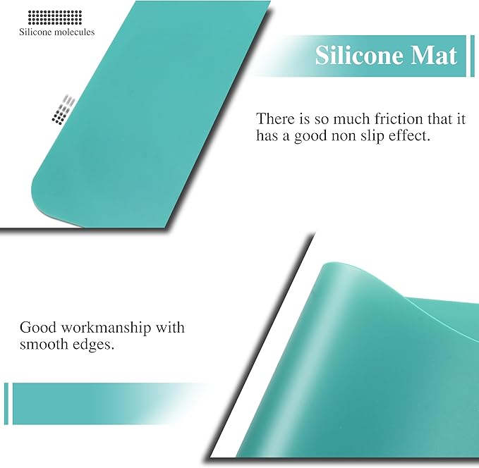 3Pcs 15.7"x 11.8"x 0.03" Green Silicone Placemats, Silicone Mat, Silicone Mats for Baking, Kitchen Counter, Jewelry, Paiting