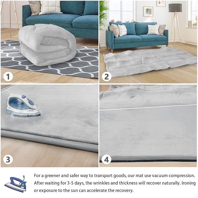 Baby Play Mat for Floor Tummy Time Mat Nursery Muscle Area Rug Playroom Rug Tatami 65"*50" Memory Foam 1.3" Thick Crawling For Babies,Toddlers, Infants, Kids,Floor(Light Gray)