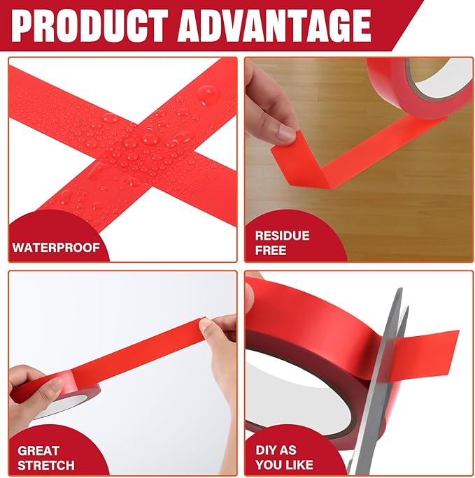 Frienda Floor Vinyl Tape 1/2inch Floor Marking Court Tape Outdoor Playing Field Marking Equipment for Social Distancing Gyms, Athletics, Equipment