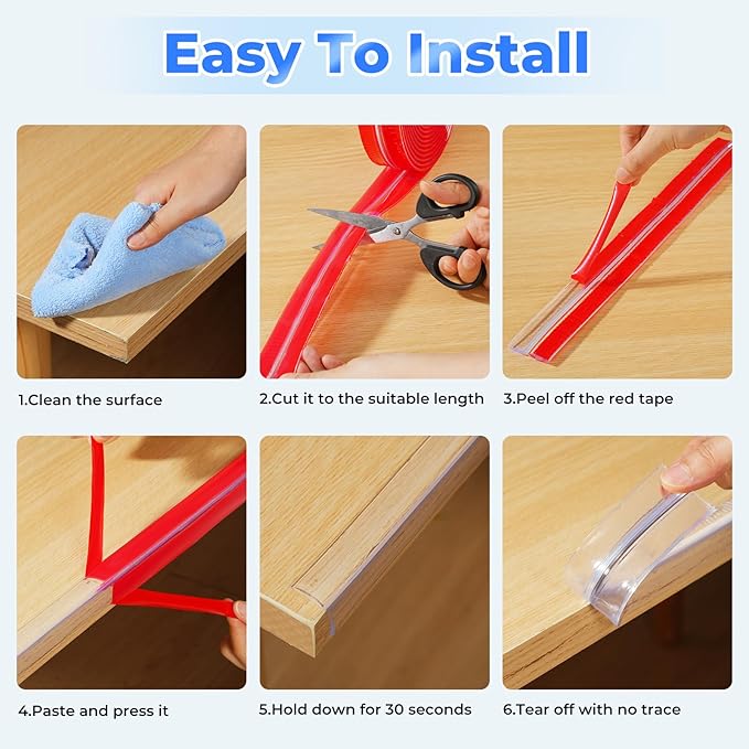 Edge Corner Protector Baby Proofing, Clear Soft Corner Protectors Baby Proof, Furniture Corner Guard & Edge Safety, Edge Protector for Table and Fireplace(9.8ft L*1.56inch W*0.14inch H)