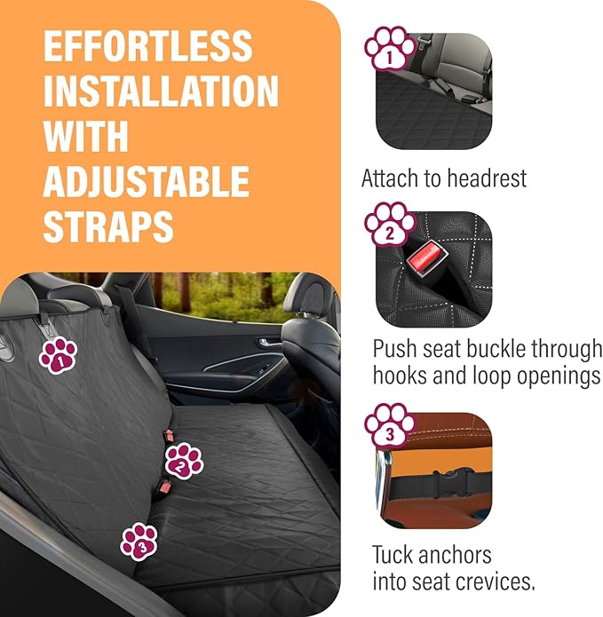 Active Pets Beige XL Dog Car Hammock Back Seat Cover, Waterproof Backseat Cover Protector for Truck Bench Rear of Sedans or SUVs, Essential Pet Supplies Vacuum or Wipe Clean, Machine Washable