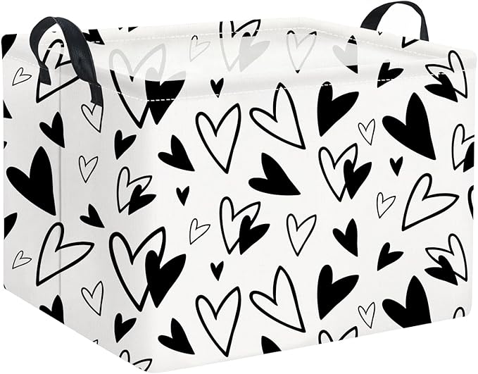 TIBAOLOVER Rectangular Kids Storage Bin Gift Basket Baby Organizer Shelf Book Basket Room Decor (Love Heart)