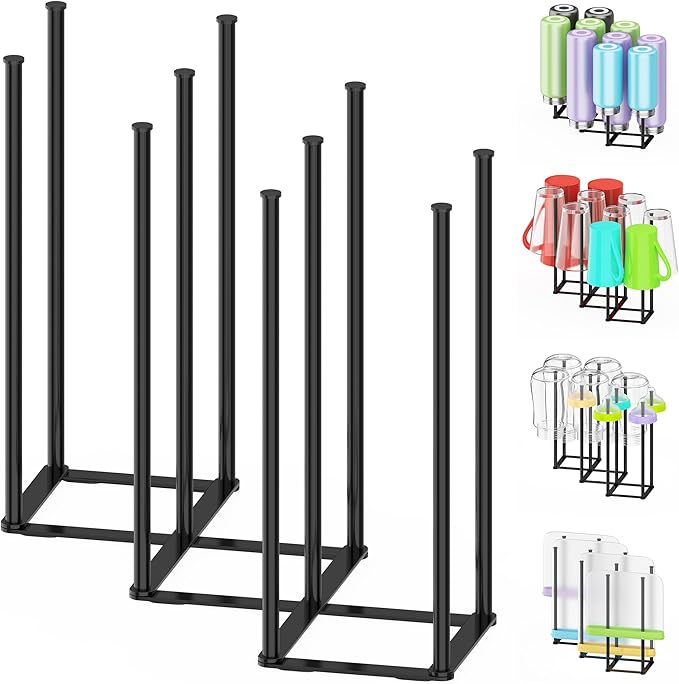 LAEMYFYRE Collapsible Bottle Drying Rack, Foldable Baby Bottle Drying Rack, Portable Drainer Stand Holder for Water Bottles, Cup, Reusable Silicone Bag, Cutting Board (Black)