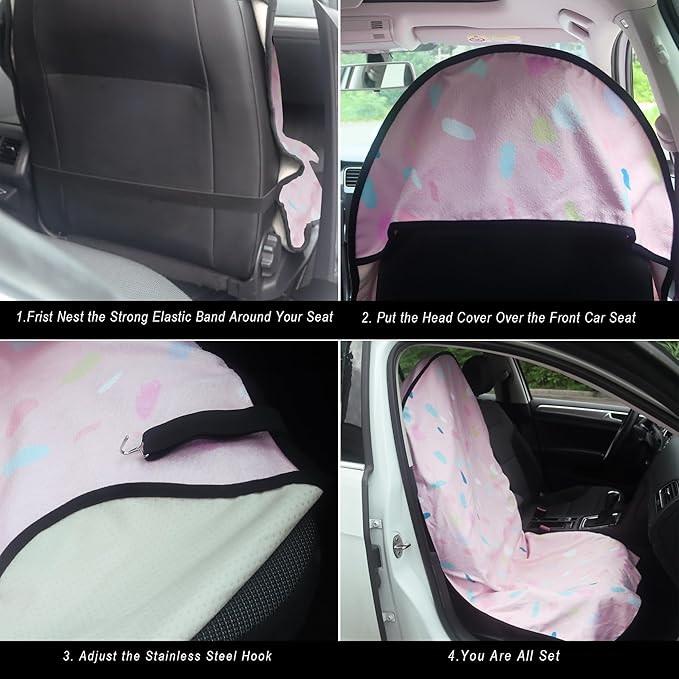 LoyaGour Car Seat Cover Protector Front Seats,for Gym Workout,Running,Swimming,Beach and Hiking,Waterproof Sweat Towel Bucket Seat Covers for Cars SUV Trucks (Pink Marbling, 2Pcs)