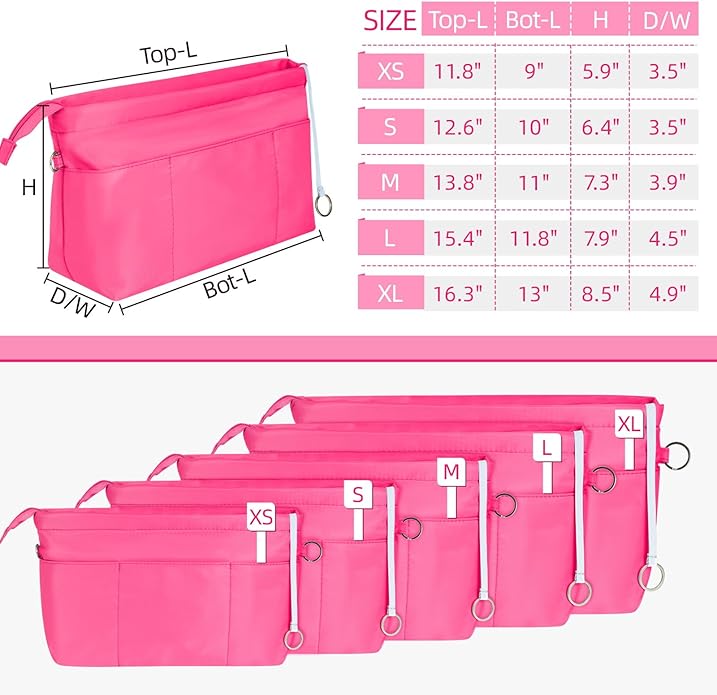HyFanStr Purse Organizer Insert with Zipped Top for Tote Bag, Handbag Shaper with 13 Pockets