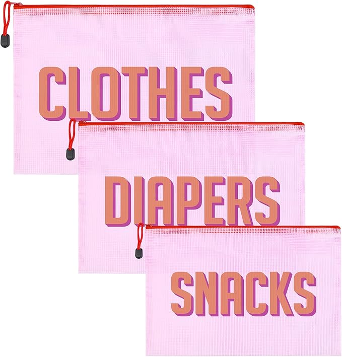 3pcs Hospital Bag Organizing Pouches for Labor and Delivery, Maternity Essentials Diaper Bag Organizer for Mom Travel - Pink,Medium