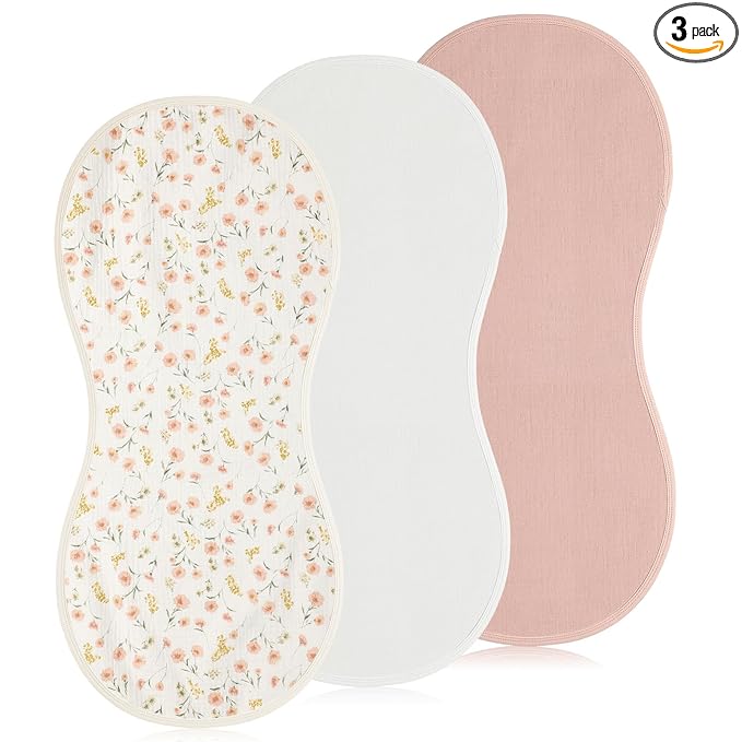 Hahafelt 3 Pcs Changing Pad Liners Fits in Peanut Shape Changing Pad Waterproof Diaper Mats Organic Cotton Peanut Mats are Warm on a Baby's Back, Washable Reusable(Beautiful Style,Pink)
