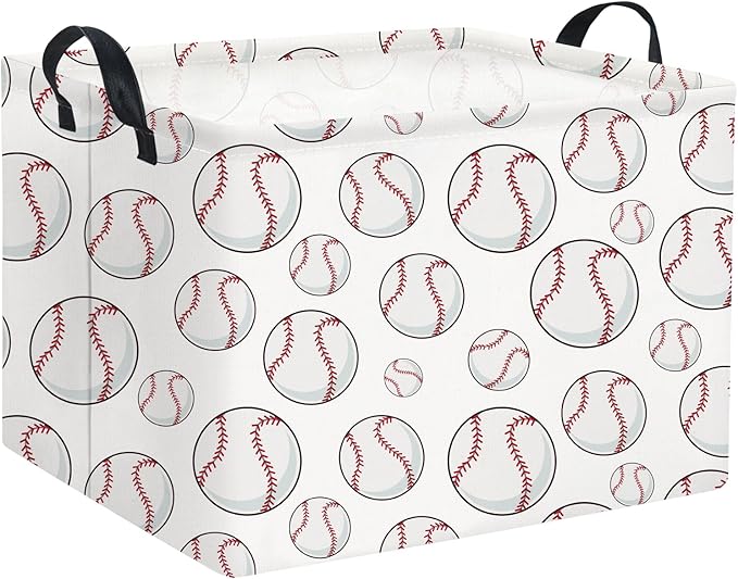 TIBAOLOVER Rectangular Baseball Basket Kids Baby Storage Basket Cute Kids Toy Storage Bin Organizer Shelf Book Sports Room Decor(Baseball)