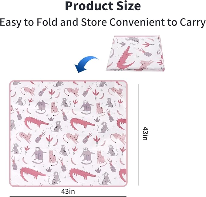 CoolaPeach Splat Mat for Under High Chair/Arts/Crafts, Washable Baby Spill Mat Waterproof Non-Slip Floor Splash Mat, Portable Play Mat and Table Cloth (Crocodile, 43"x 43")
