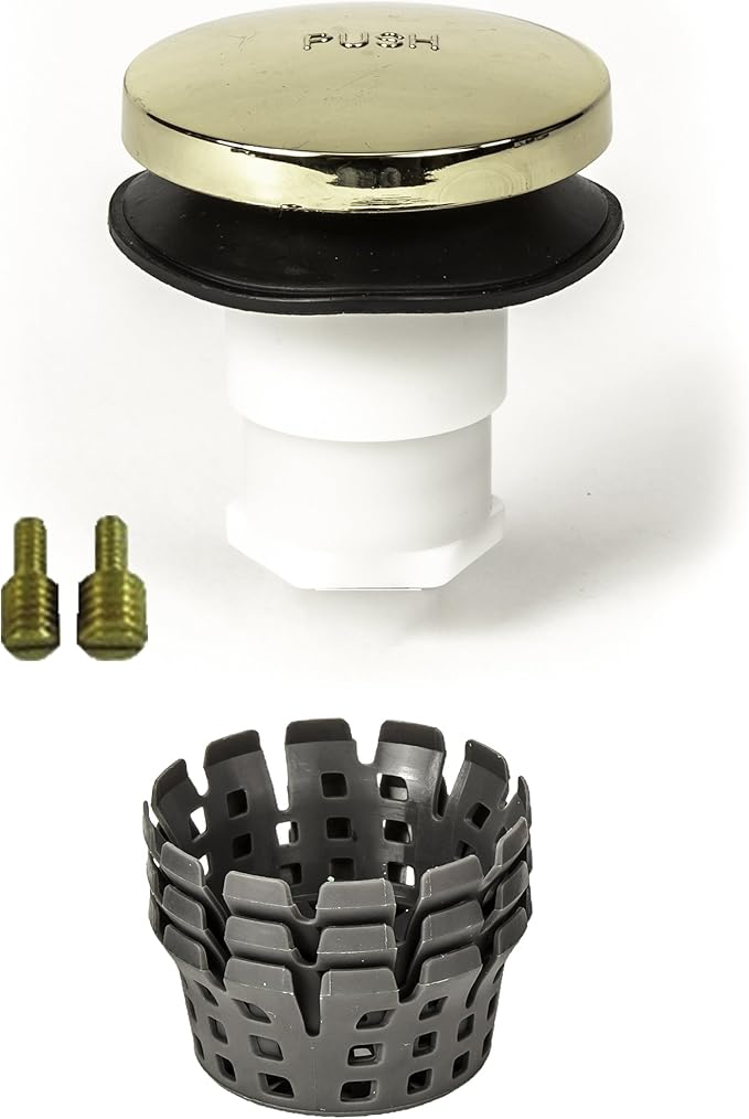 PF0936-PB Toe Touch (Tip Toe, Foot Actuated) Bath Tub/Bathtub Drain Stopper Includes 3/8" and 5/16" Fittings