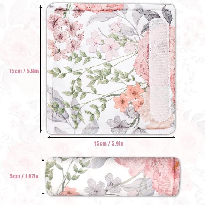 Car Seat Strap Pads for Baby Kids, HNHUAMING Ultra Soft Pink Carseat Straps Shoulder Covers, 2 Pack Infant Seat Belt Cover Pad for Baby Car Seats/Strollers/High Chair/Pushchair, Floral