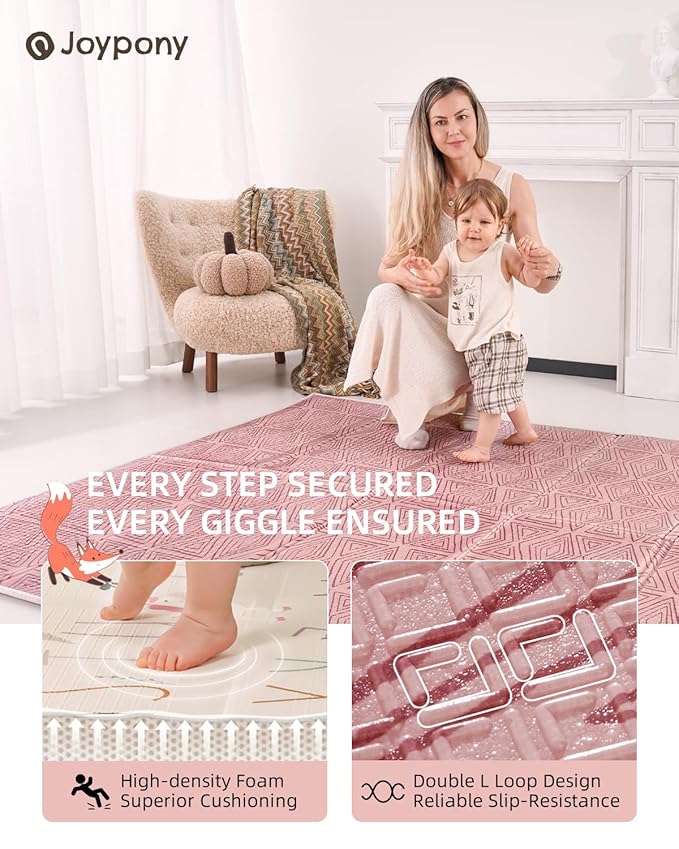 Baby Play Mat 59x71 Inch, 2 in 1 Fabric & XPE Dual-Sided Design Foldable Play Mats for Babies and Toddlers, Waterproof & Anti-Slip Portable Foam Crawling Mat for Floor with Travel Bag