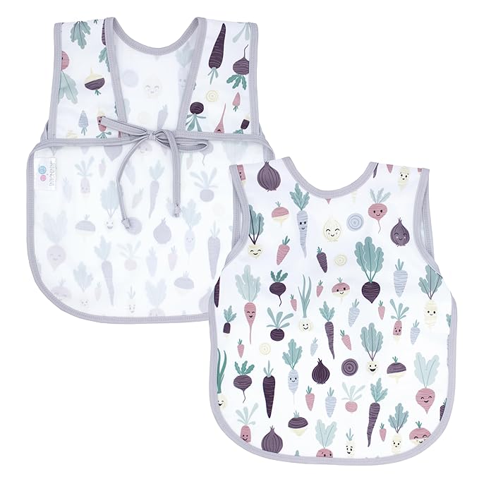 BapronBaby Root Veggies Bapron - No Neck Tie Safer Bib for Baby & Toddler - Soft Waterproof Stain Resistant - Machine Washable - Sz Preschool 3-5yrs