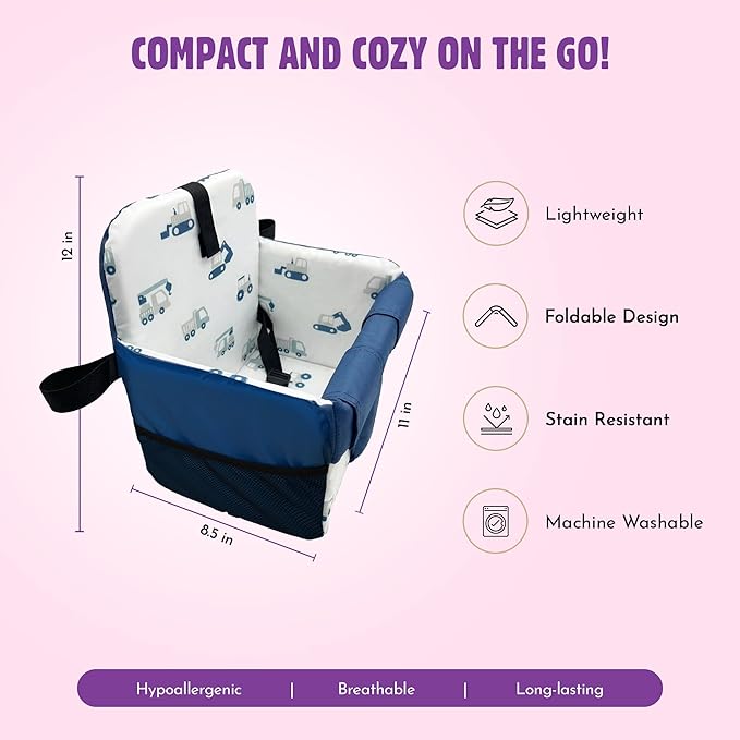 Shopping Cart Seat Cover for Baby, High Chair & Grocery Seat Protector, Padded Chair Covers for Restaurant Seats, Unisex Machine Washable Grocery Cart Liner & Swing Insert – Trucks