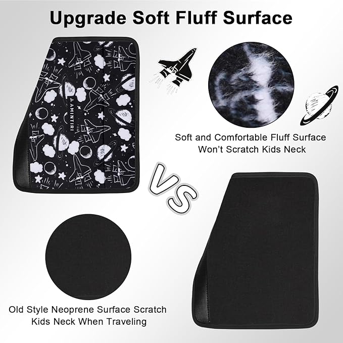 Amintiri Seat Strap Shoulder Pads for Kids, Seat Belt Cover for Children, Soft Furry Seat Belt Cushion for Travel, Cartoon Car Seat Belt Pad Cover for Boys and Girls.