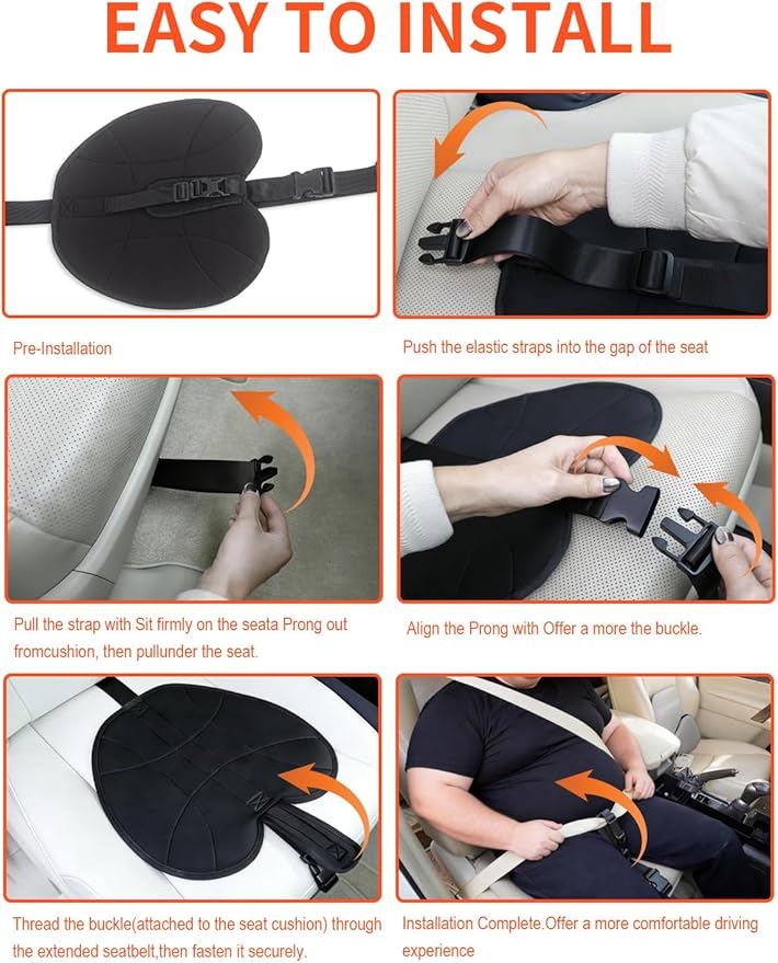 Pregnancy Seat Cushion Cover, Car Front Seat Cover with Strap Adjuster for Pregnant Women, Expectant Mothers & Abdominal Recovery – Relieves Pressure, Improves Comfort (Black)