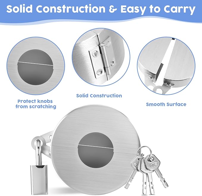 simarro Door Knob Lock Out Device, Door Handle Lock Cover with Padlock and Keys, Prevents Turning of Door Knob and Entering Keyholes for Covering Door Handles Faucets Valves(Silver)
