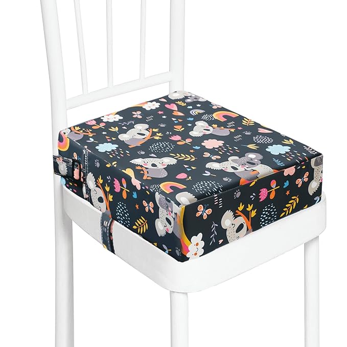 Toddler Booster Seat for Kitchen Chair Dining Table, Washable Thick Strong Support Portable Booster Chair for Toddlers Eating, Easy Cleaning Booster Seat Cushion Detachable with Adjustable Straps