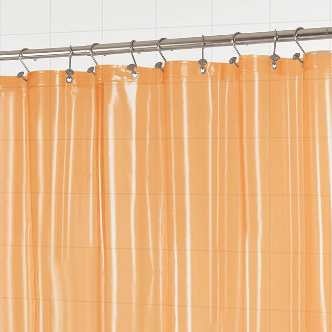 Barossa Design Clear Orange Stall Shower Curtain Liner 36" W x 72" H - Waterproof Lightweight PEVA Plastic Narrow Shower Liner for Small Bathroom,3 Bottom Magnets & Metal Grommets - Clear Orange