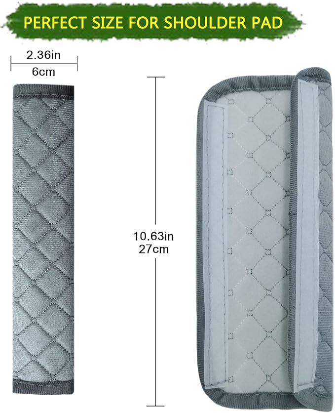Car Seat Belt Cover Pad, 5 Pack, Seatbelt Covers for Car Accessories, Soft Material, Car Seat Strap Pads, Gray 10.63 inches, Universal Fit for All Vehicles, Comfort for neck shoulders (5-Gray)