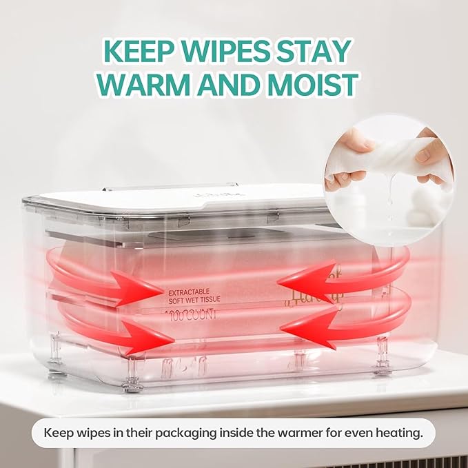 Chefhandy Baby Wipe Warmer, 3-Level Temperature Control, Silent & Even Heating, Large Capacity Wipes Dispenser for Babies & Adults, White