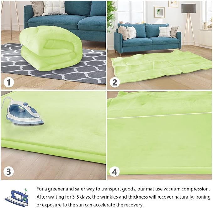 Baby Play Mat for Floor Nursery Muscle Mat Area Rug Playroom Rug 50"x50" Memory Foam 1.3" Thick Crawling Mat for Babies,Toddlers, Infants,Kids (Light Green)