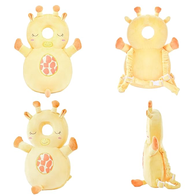 Baby Head Back Protector Backpack Toddler Safety Protector Cushion Pad Soft, Adjustable and Lightweight Design for Safe Walking and Crawling Toddlers Girls and Boys(Giraffe)