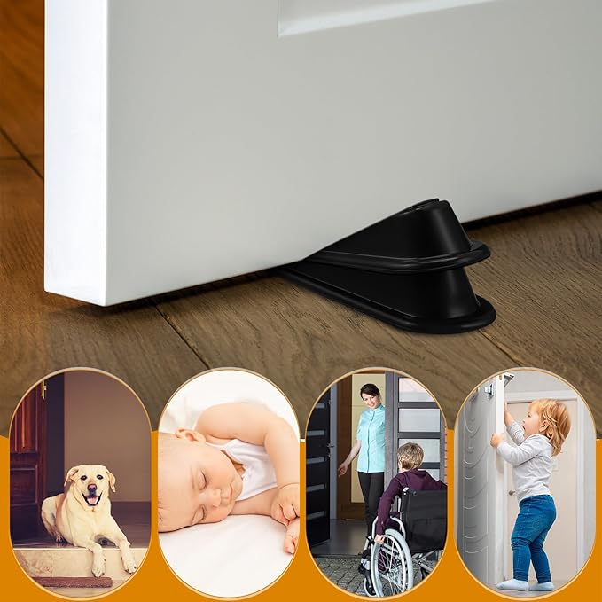 Frienda 48 Pcs Door Stoppers Heavy Duty Door Stop Wedge Rubber Door Stoppers for Door Bottom Carpet Tile Concrete Wooden Floor