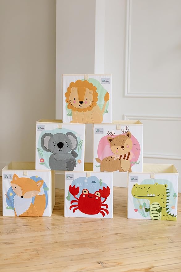 Queebi Storage Cube- Organizer for Nursery, Playroom, Bedroom, Closet. Foldable Box 13x13x13 inches. Children's Toy Box, Diaper Caddy, Clothing Basket, Book Bin, Baby Essentials & Gift (Deer)