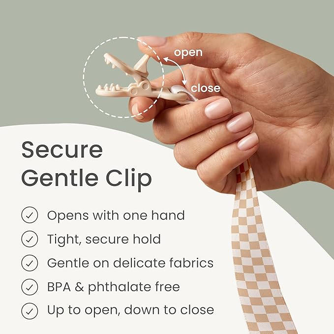 Stadela Baby Pacifier Clip Holder - Girl or Boy Unisex 4 Pack Gift Set – Boho Modern Neutral Brown Yellow White Sage Green Solid Colors (Hayden)