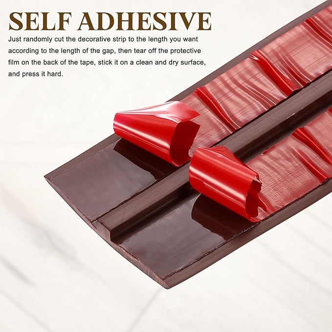 uxcell T-Molding Transition Strips, 9.84 ft x 1.97" (L x W) PVC Floor Flat Divider Strip Self Adhesive Vinyl Flooring Edging Trim for Joining Floor Gaps Doorways, Black Walnut