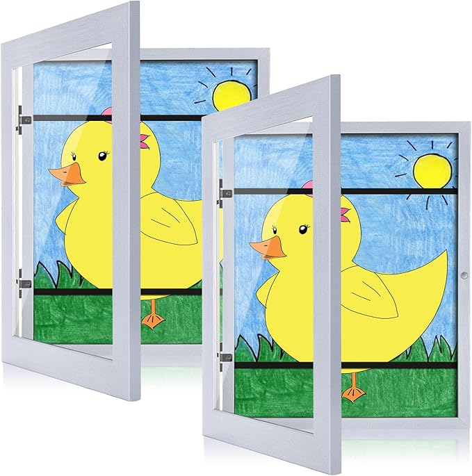[2-Pack] Kids Art Frames, 8.5x11 Front Opening Kids Artwork Frames Changeable, Light Violet Blue Artwork Display Storage Frame for Wall, Holds 50 Pcs, for 3D Picture, Crafts, Children Drawing, Hanging