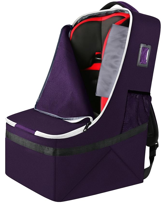 YOREPEK Padded Carseat Travel Bag for Airplane, Car Seat Travel Backpack with Shoulder Straps, Gate Check Car Seat Bags for Air Travel, Toddler Airplane Travel Essentials