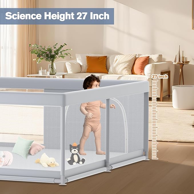 Extra Large Baby Playpen 79×79 Inch, Playpen with 2 Zipper Door for Babies and Toddlers, Play Pen Pin Indoor Outdoor Baby Play Fence