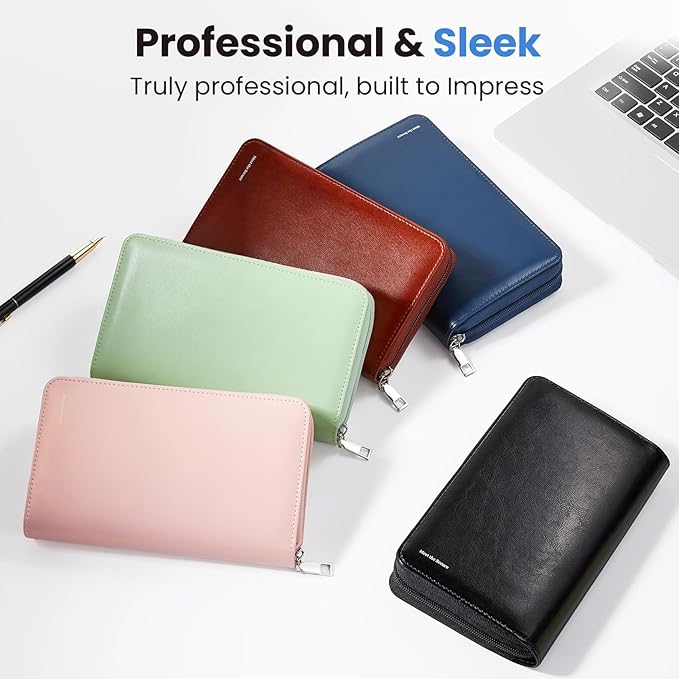 Sooez Zip-Enclosed Business Card Holder Organizer, Professional Credit Card Case Book for Women Men, 240 Capacity, Premium Vegan Leather Gift Card Organizer Storage File, Business Card Wallet, Black