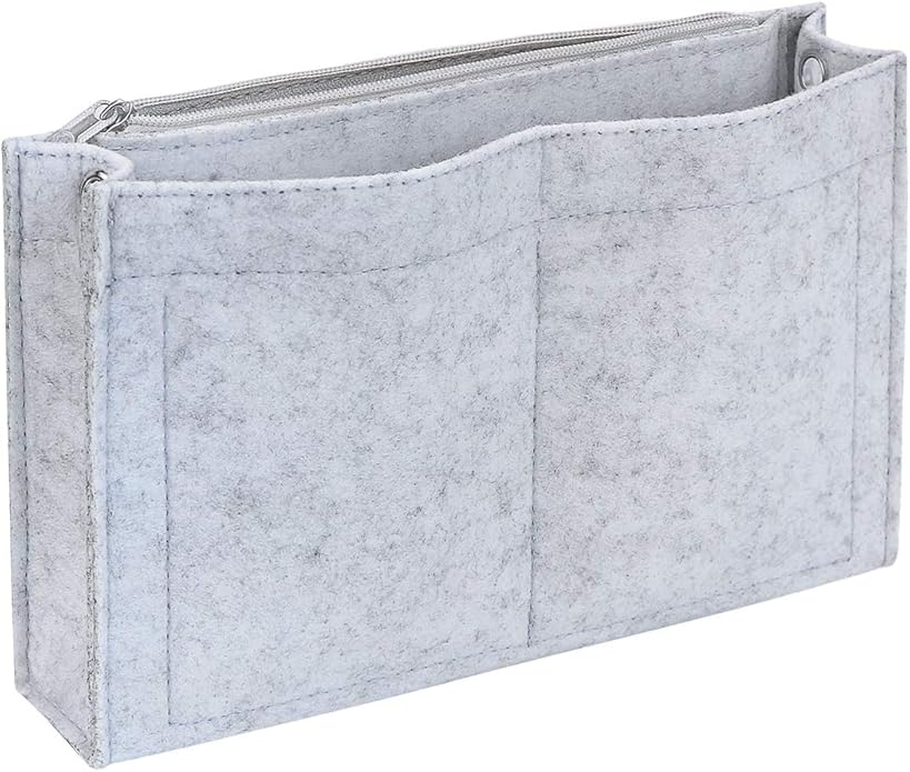 Joqixon Mini Felt Purse Organizer Insert Small Tote Bag organizer with Zipper
