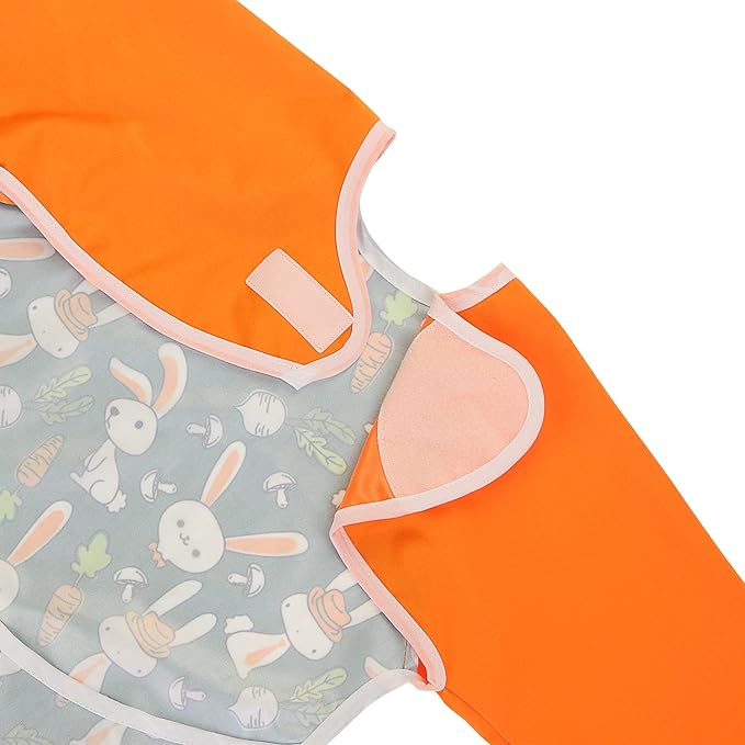 Hi Sprout Infant Toddler Baby Waterproof Sleeved Bib, Bib with Sleeves&Pocket, 6-24 Months