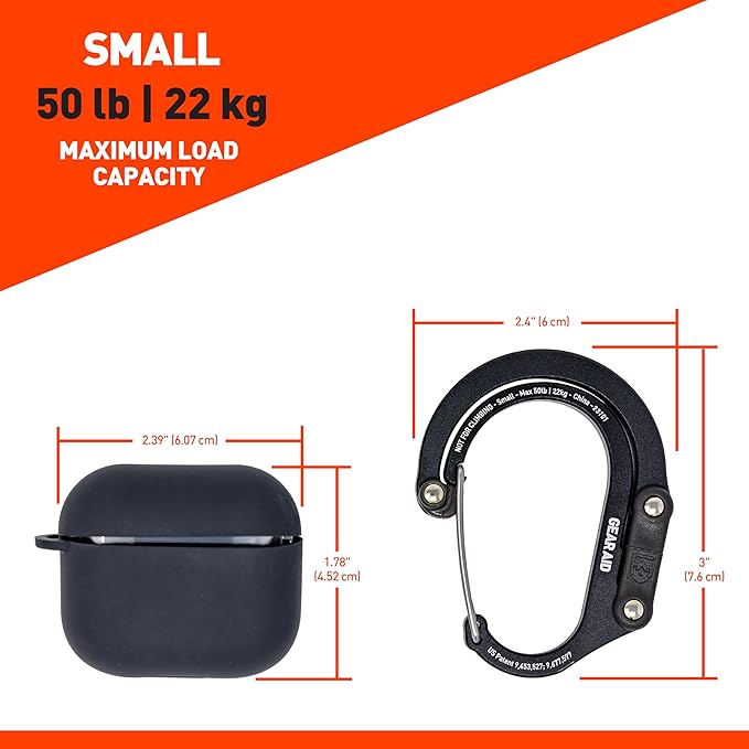 GEAR AID HEROCLIP (Small) Carabiner Gear Clip and Hook, for Hanging Bags, Purses, Lanterns, Strollers, Tools, Helmets, Water Bottles, and More