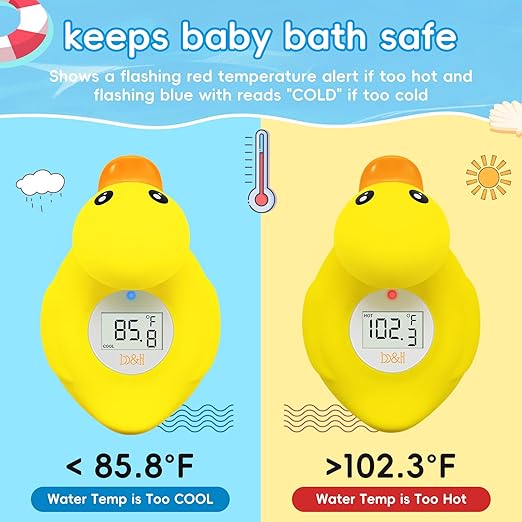 B&H Duck Baby Bath Thermometer, Digtal Tub Thermometer for Accurately Measuring Baby's Water Temperature, BPA Free, Toddlers Safety Floating Toy