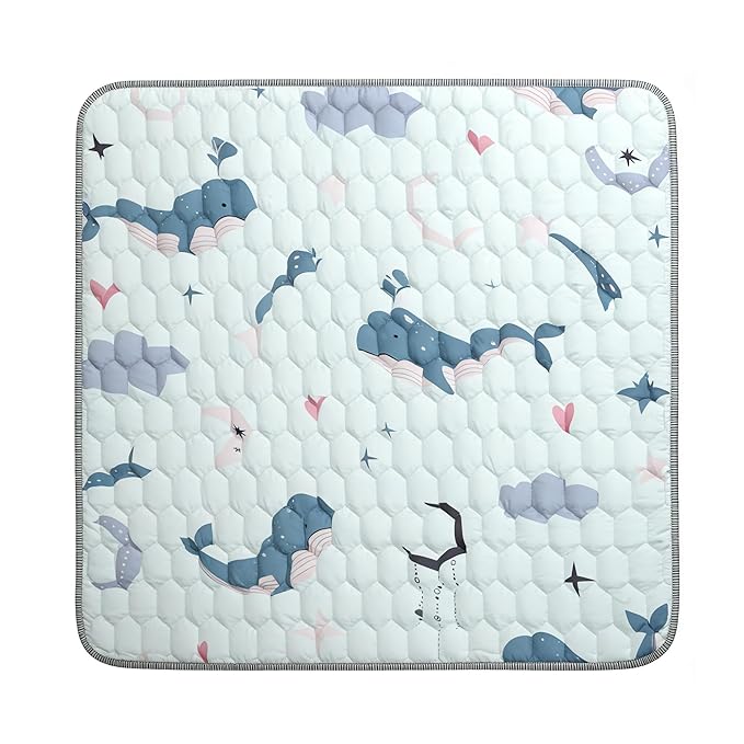 Baby Play Mat for Floor Playpen - 50" X 50" Playpen Mat,Thick One-Piece Crawling, Odorless Floor Mat, Non-Slip Cushioned Baby Playmat for Infants,Babies,Toddlers. Foldable and Machine Washable