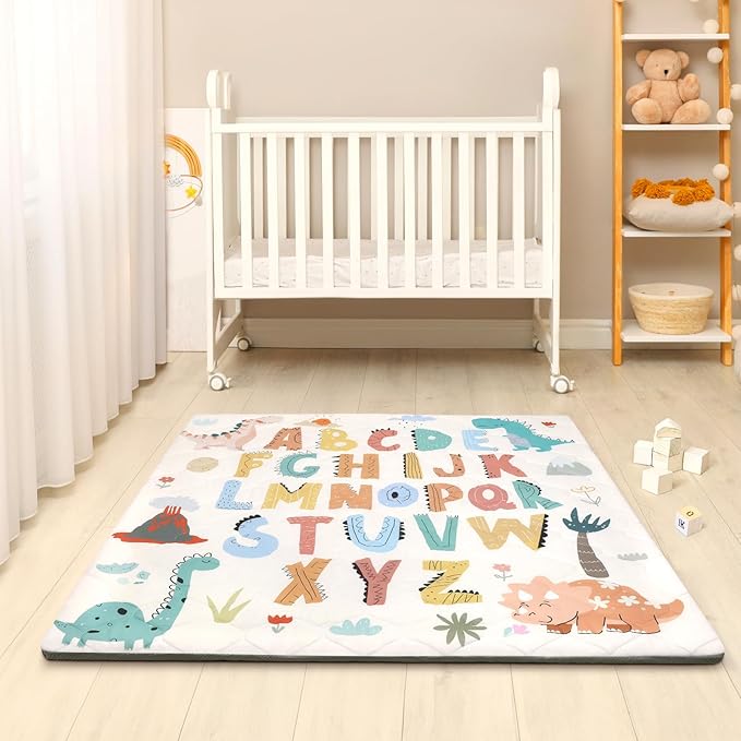 Baby Play Mat Toddler Playpen Mat 50 x 50 inch, Removable-Washable Cover,Extra Thick Foam Padding,Non-Slip Crawling Cushion for Infants, Toddlers & Babies Tummy Playing Time