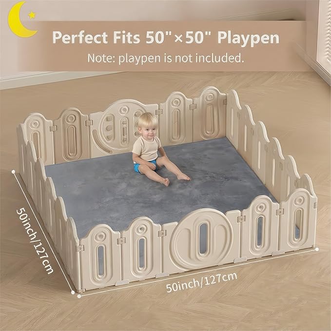 Thick Padded Baby Floor Play Mat 1.2" Cushioned Velvet Surface Non Slip Bottom High Density Foam Safe and Soft Floor Mat for Infants Toddlers and Playpen Use (Gray, 79X71)