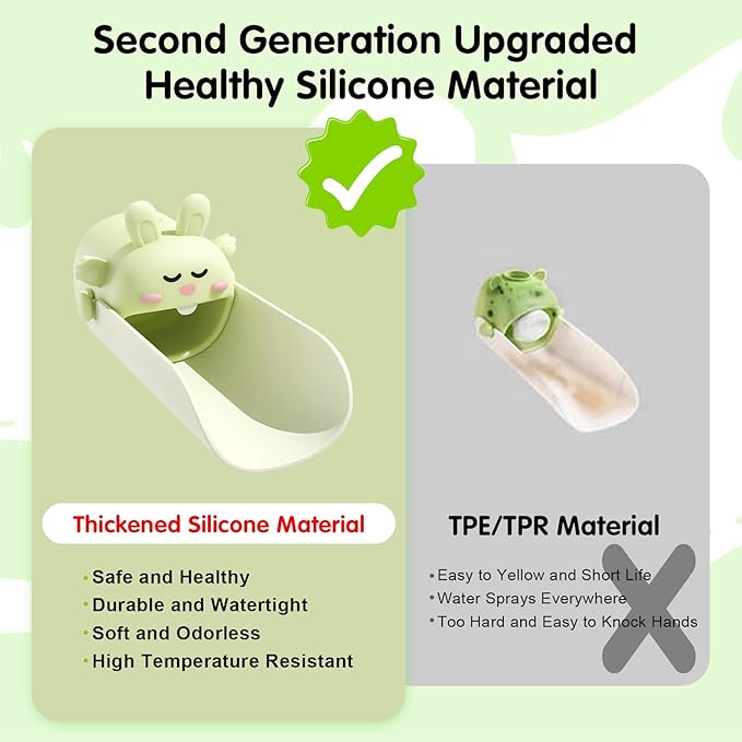 Faucet Extender Silicone Faucet Extender Temperature Sensitive for Toddlers Silicone Sink Extender Babies Kids Children (Yellow+Green/Happy Rabbit)