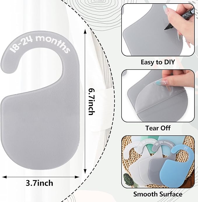 JarThenaAMCS 8Pcs Acrylic Baby Closet Dividers Green Ivory Hanging Clothes Dividers Baby Closet Organizers Thicken Baby Wardrobe Organizers from Newborn to 2T for Home Nursery
