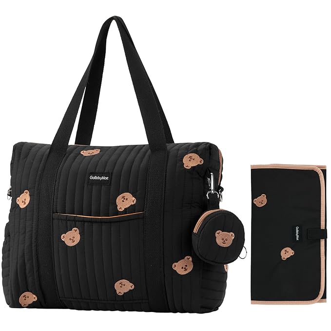 GOBABYMART 3pc Diaper Bag Tote Set, Hospital Bag for Labor & Delivery, Maternity Travel Bag with Changing Pad & Pacifier Case