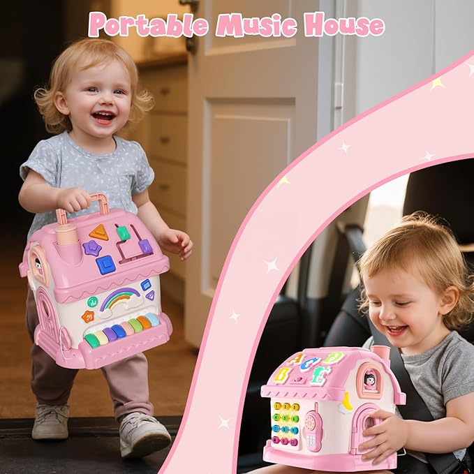 Toys for 1 Year Old Girl Gifts, Musical House Learning Toddler Toys with Story, Letter, Games 1st First Birthday Gifts for Girls 6-12 12-18 Months